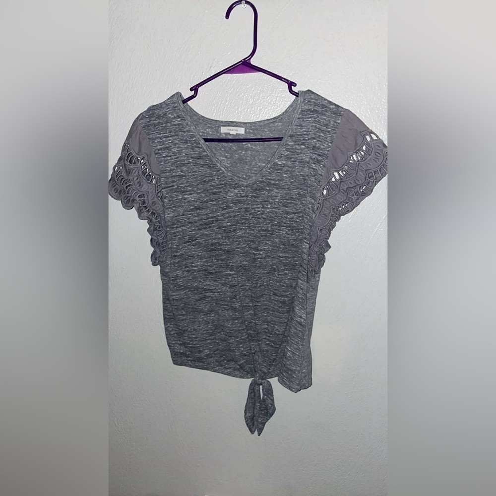 Maurices Gray Lace Sleeve Blouse
